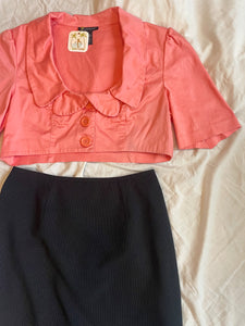 Cropped vintage pink button up
