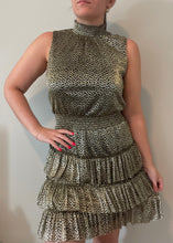 Load image into Gallery viewer, Champagne Shimmer High Neck Statement Dress
