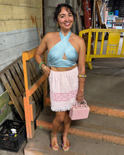 Load image into Gallery viewer, Handmade pink floral towel skirt
